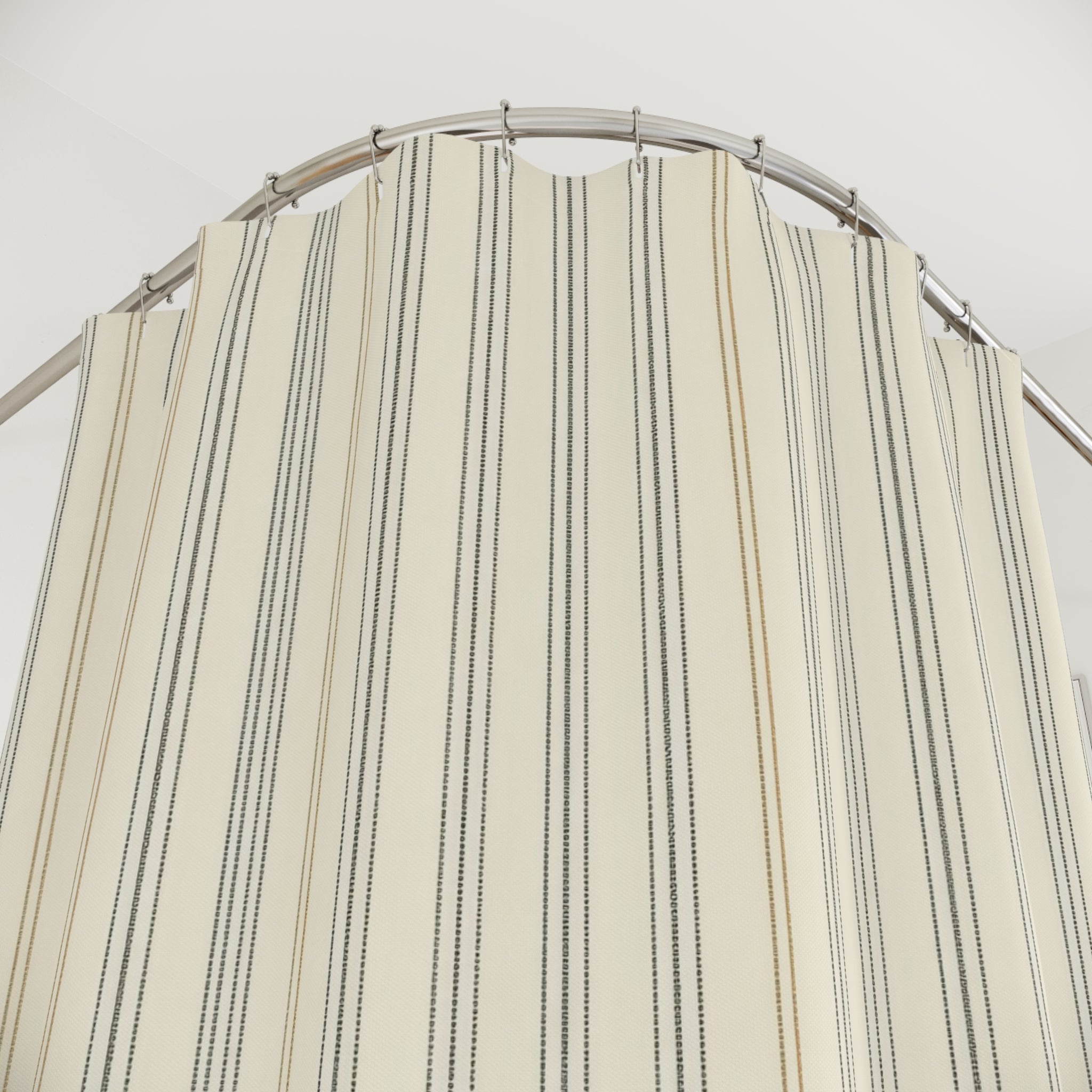 Neutral Sage Ticking Stripe Shower Curtain