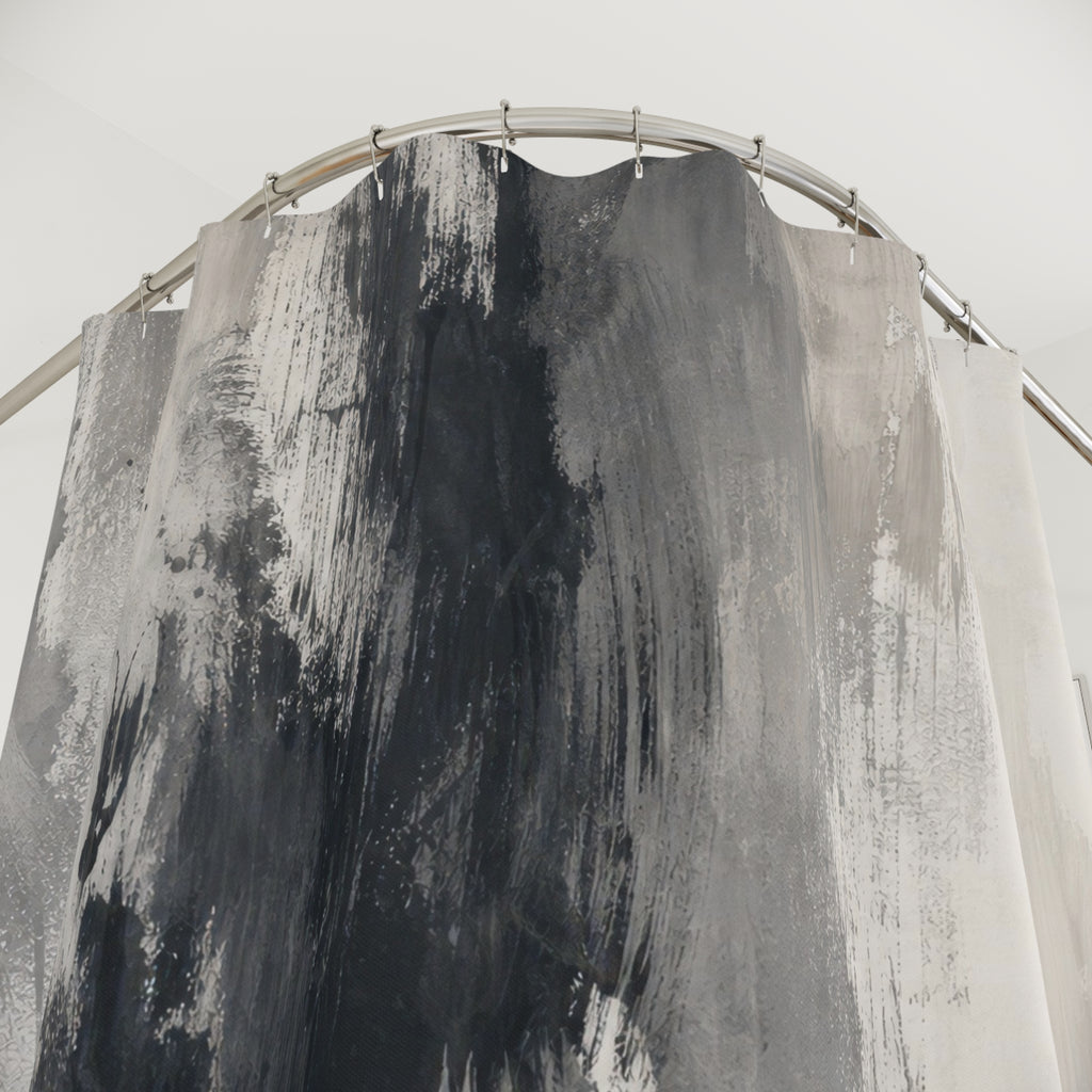 Black Gray Brushstroke Shower Curtain