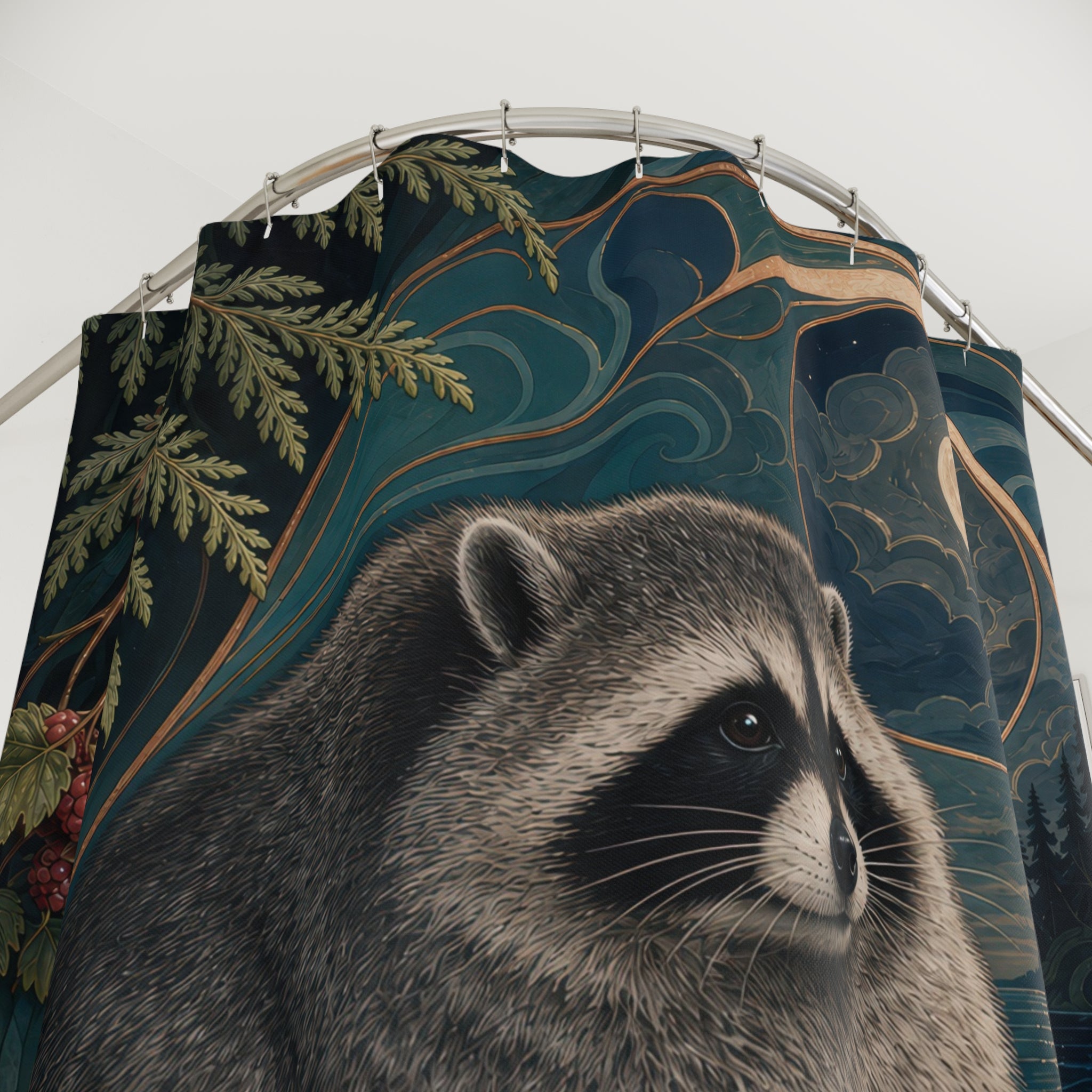 Jimothy Raccoon Art Nouveau Shower Curtain