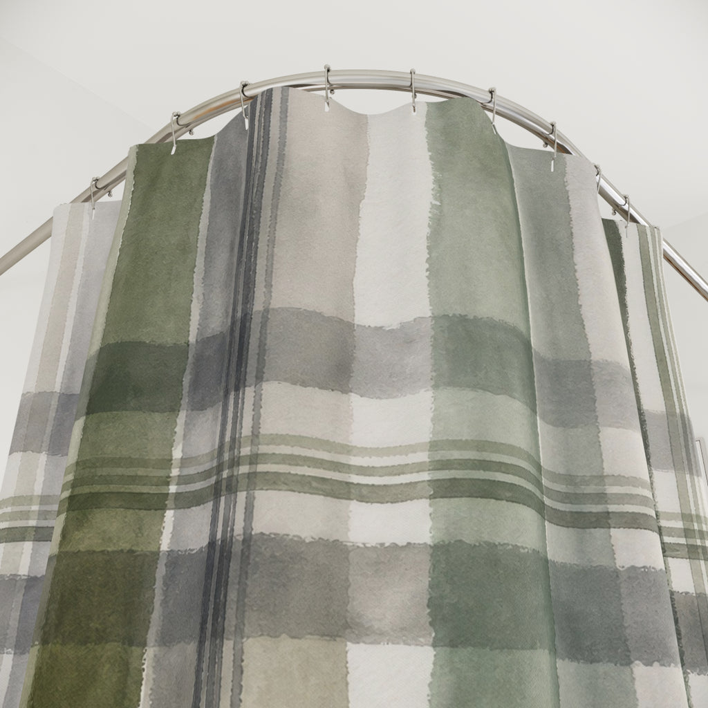 Sage Gray Farmhouse Shower Curtain