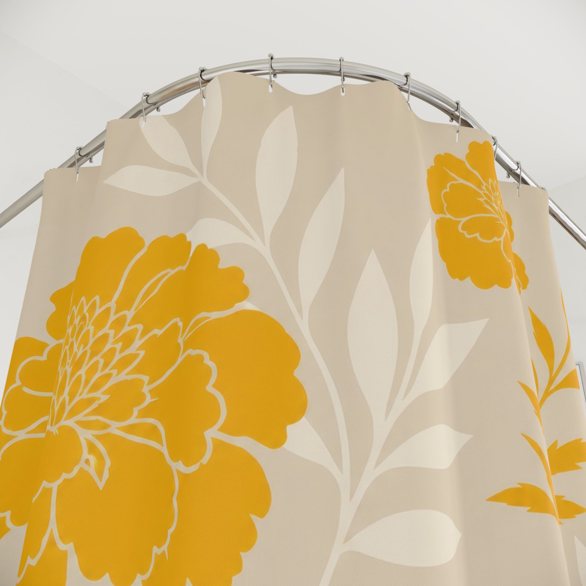 Sunny Yellow Floral Shower Curtain