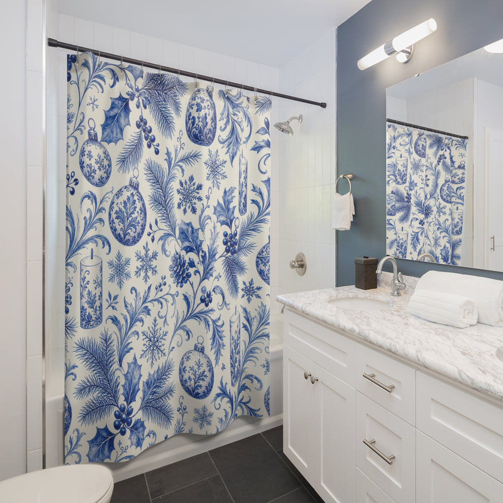 Toile Ornament Snowflake Shower Curtain