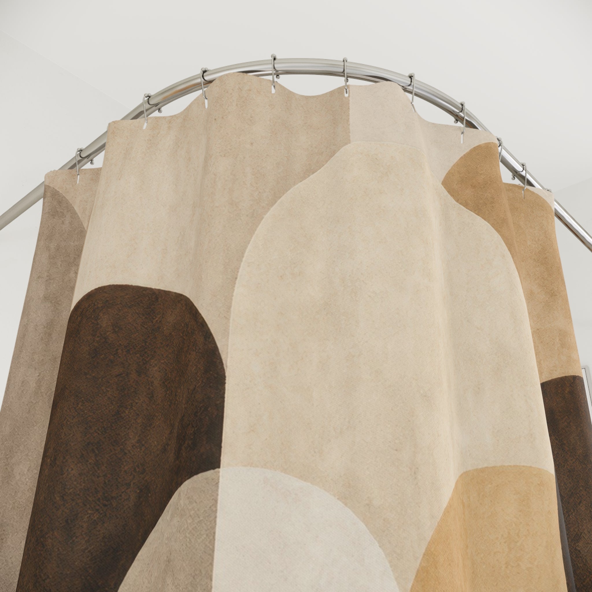 Brown Beige Rounded Arch Shower Curtain