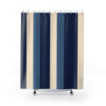 Navy Denim Blue Color Block Shower Curtain