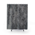 Gray Floral Shower Curtain, Dark Botanical Bath Decor, Leaf Vine Pattern, Moody Neutral Guest Bathroom Decor, Soft Garden Charcoal Style