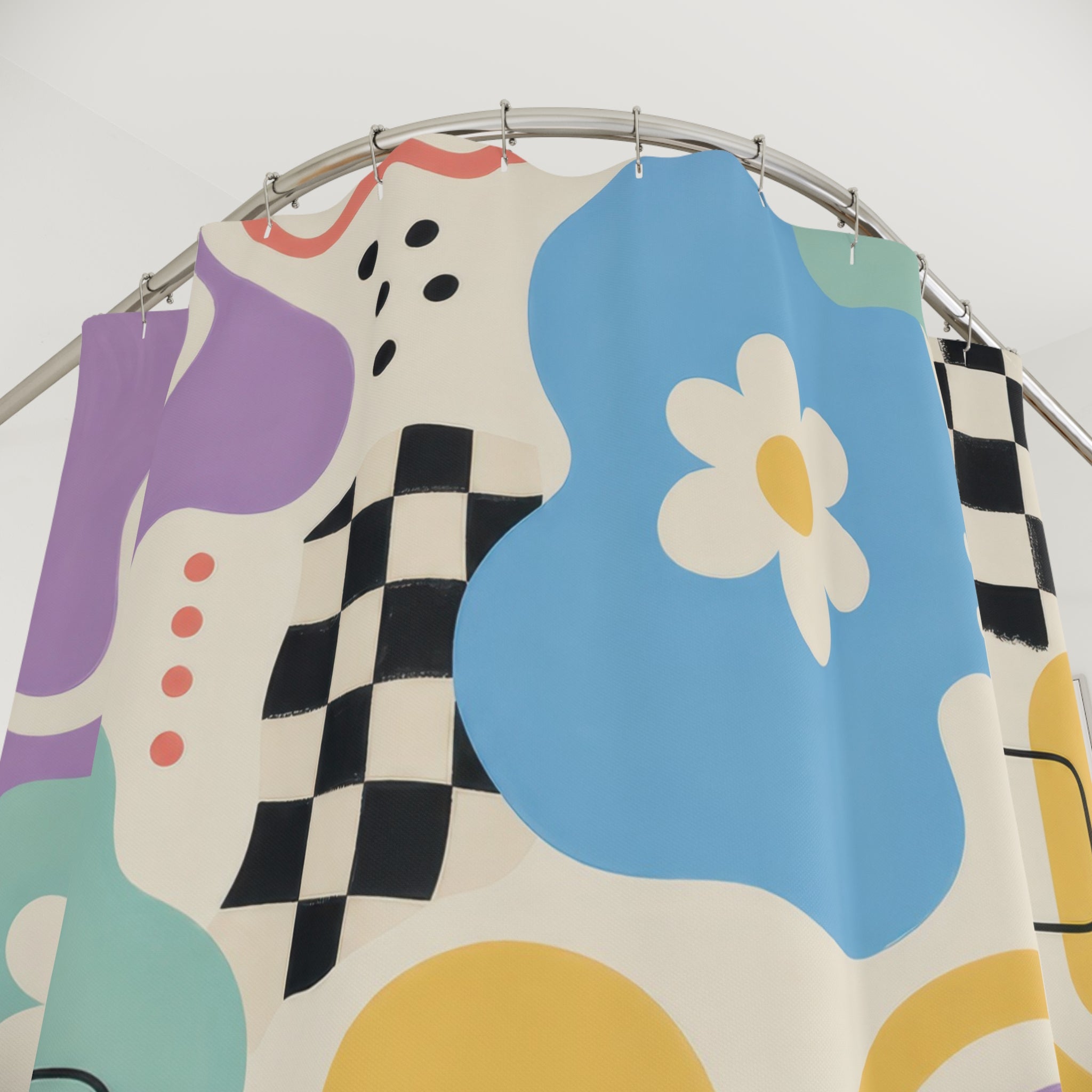 Retro Abstract Flower 90s Shower Curtain