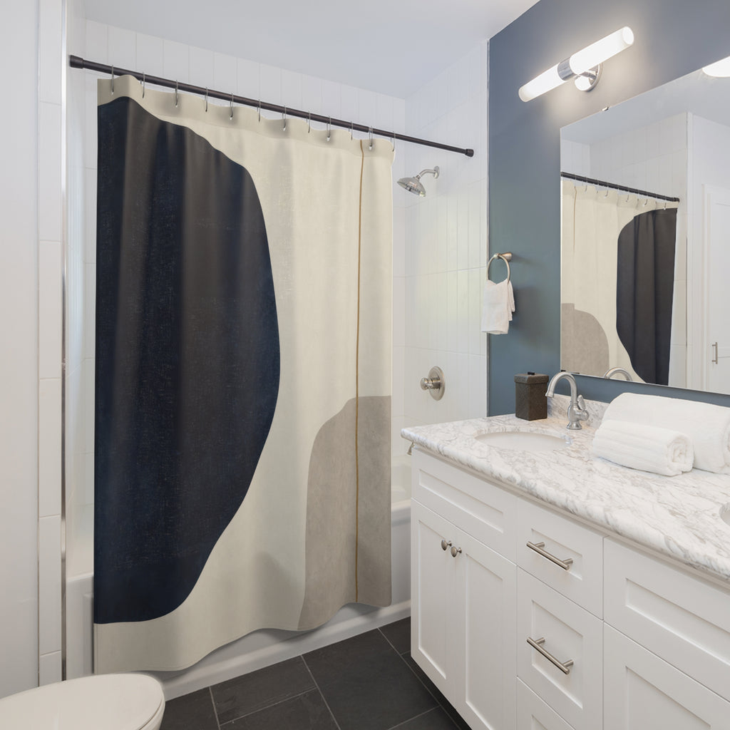 Beige Gray Modern Navy Shower Curtain: Beige Gray Modern Showe
