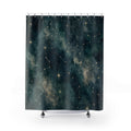 Constellation Shower Curtain, Dark Teal Starry Night Sky Pattern, Celestial Bathroom Decor, Astrology Guest Bath Mystical Style