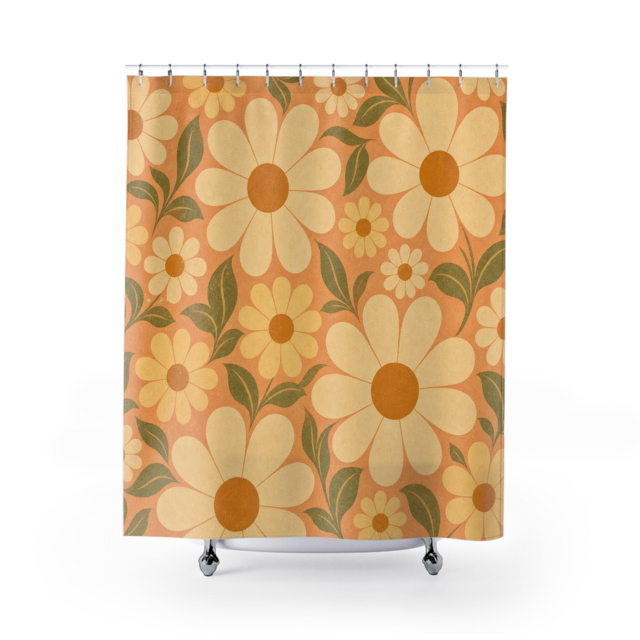 Retro Flower Wallpaper Shower Curtain