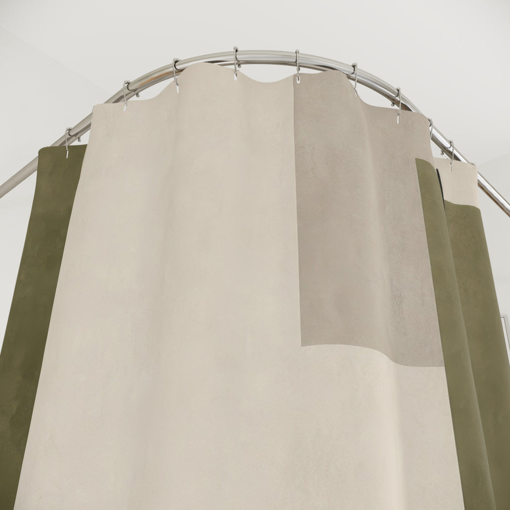 Modern Geometric Olive Green Shower Curtain