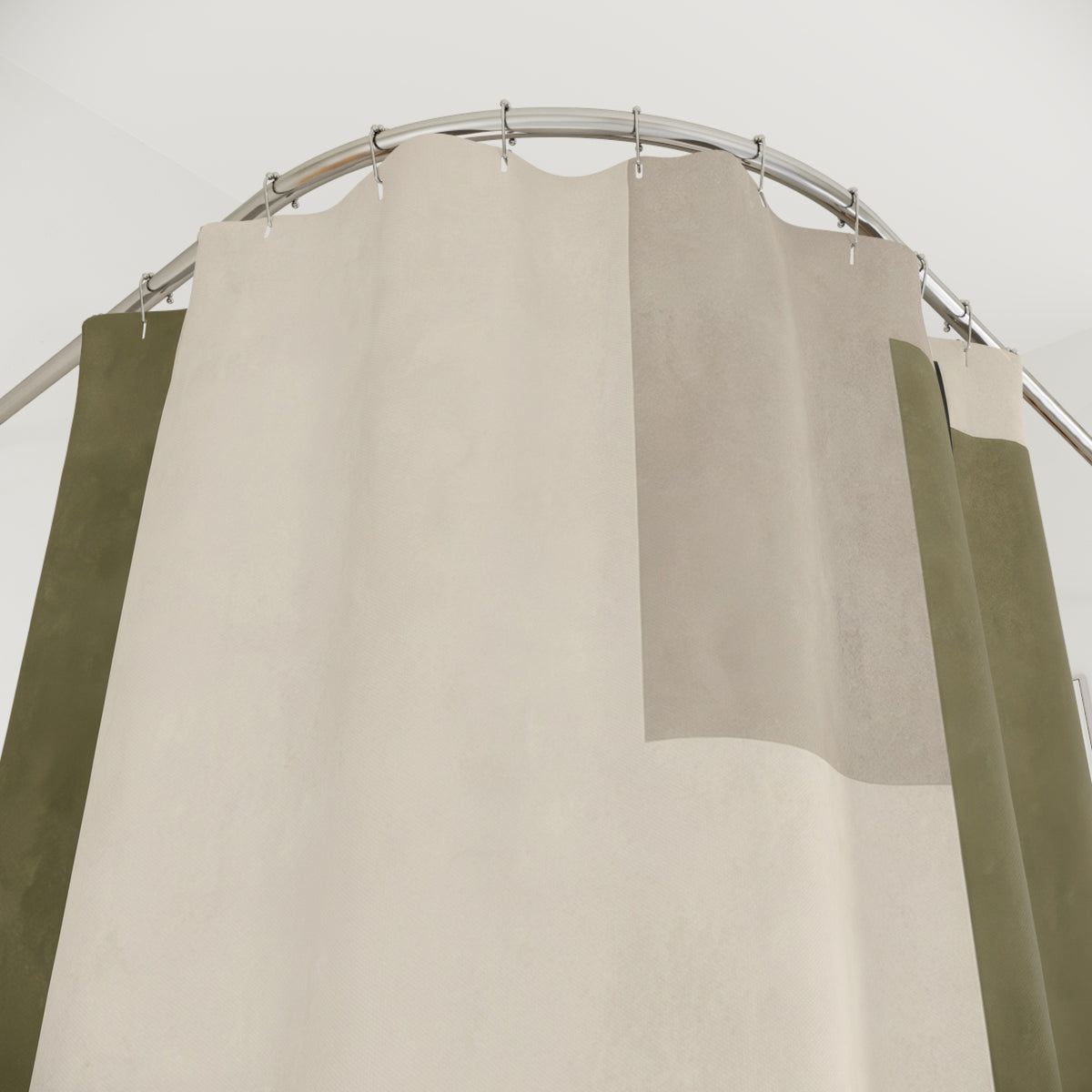 Modern Geometric Olive Green Shower Curtain