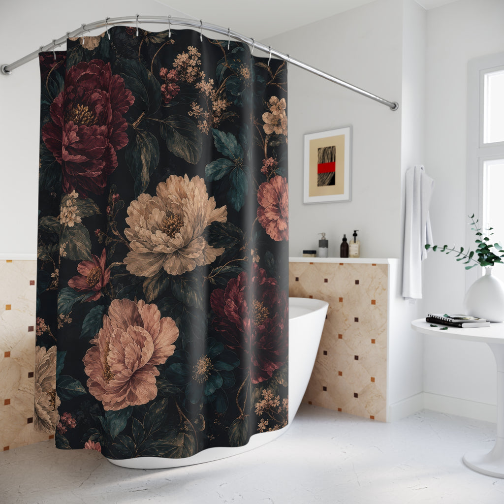 Dark Floral Shower Curtain