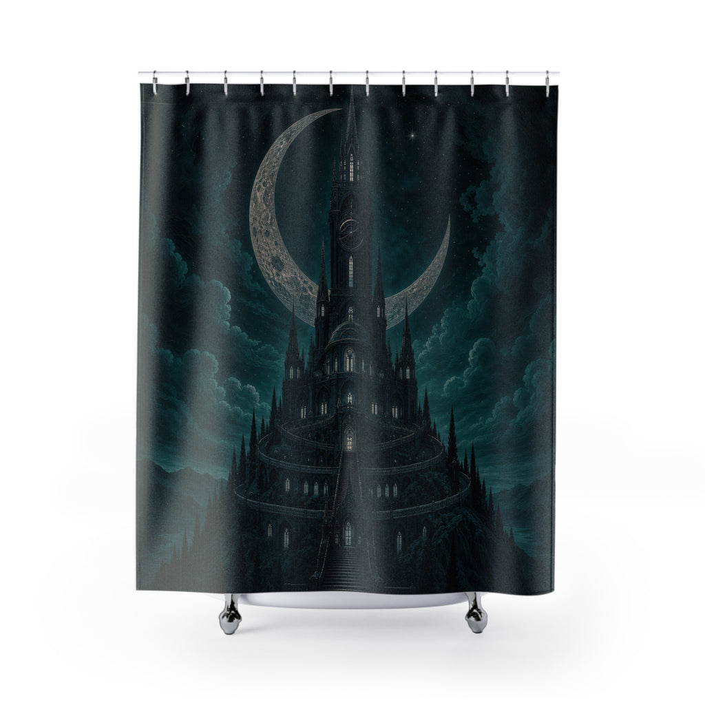 Teal Gothic Observatory Shower Curtain