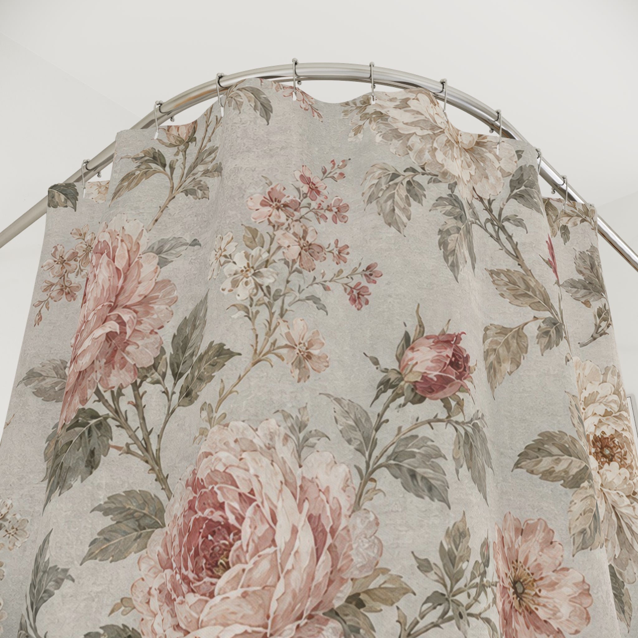 Pink Cream Cabbage Rose Shower Curtain