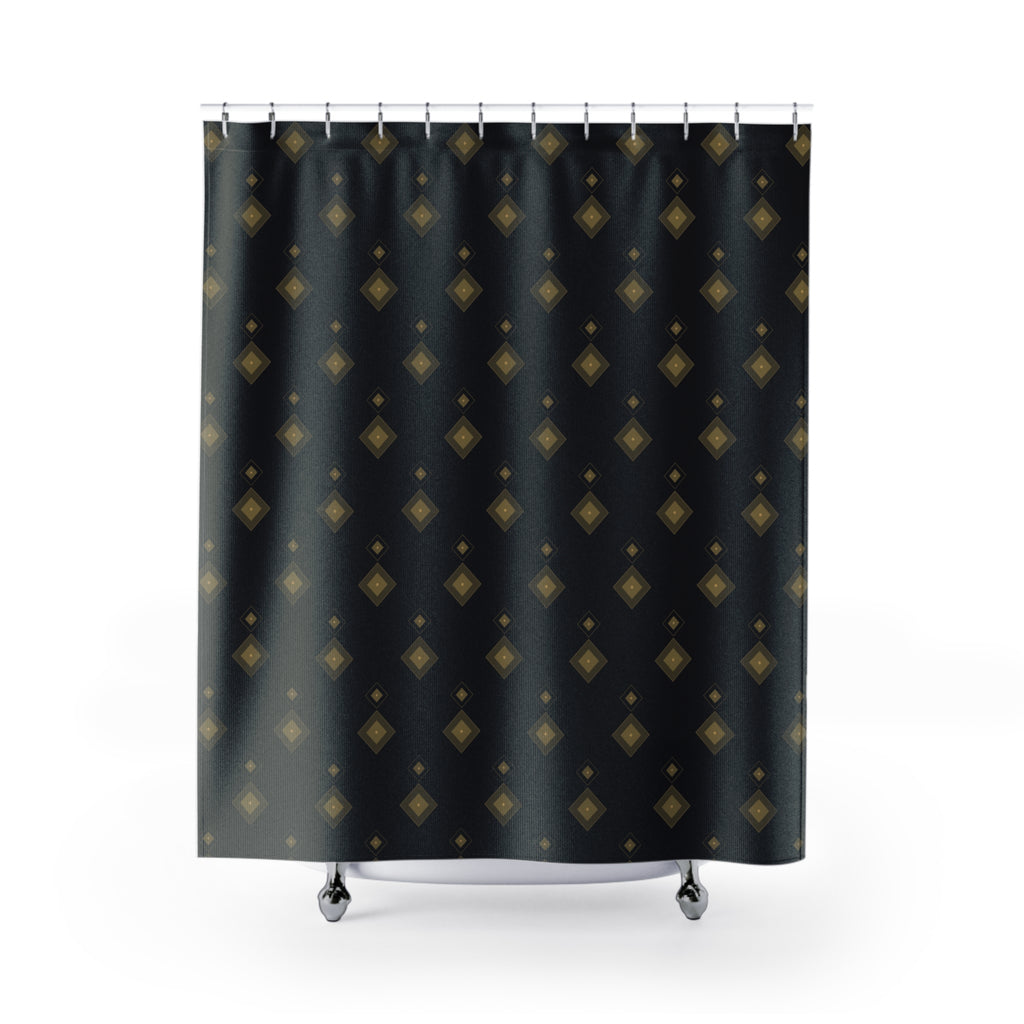 Black and Gold Art Deco Diamond Shower Curtain