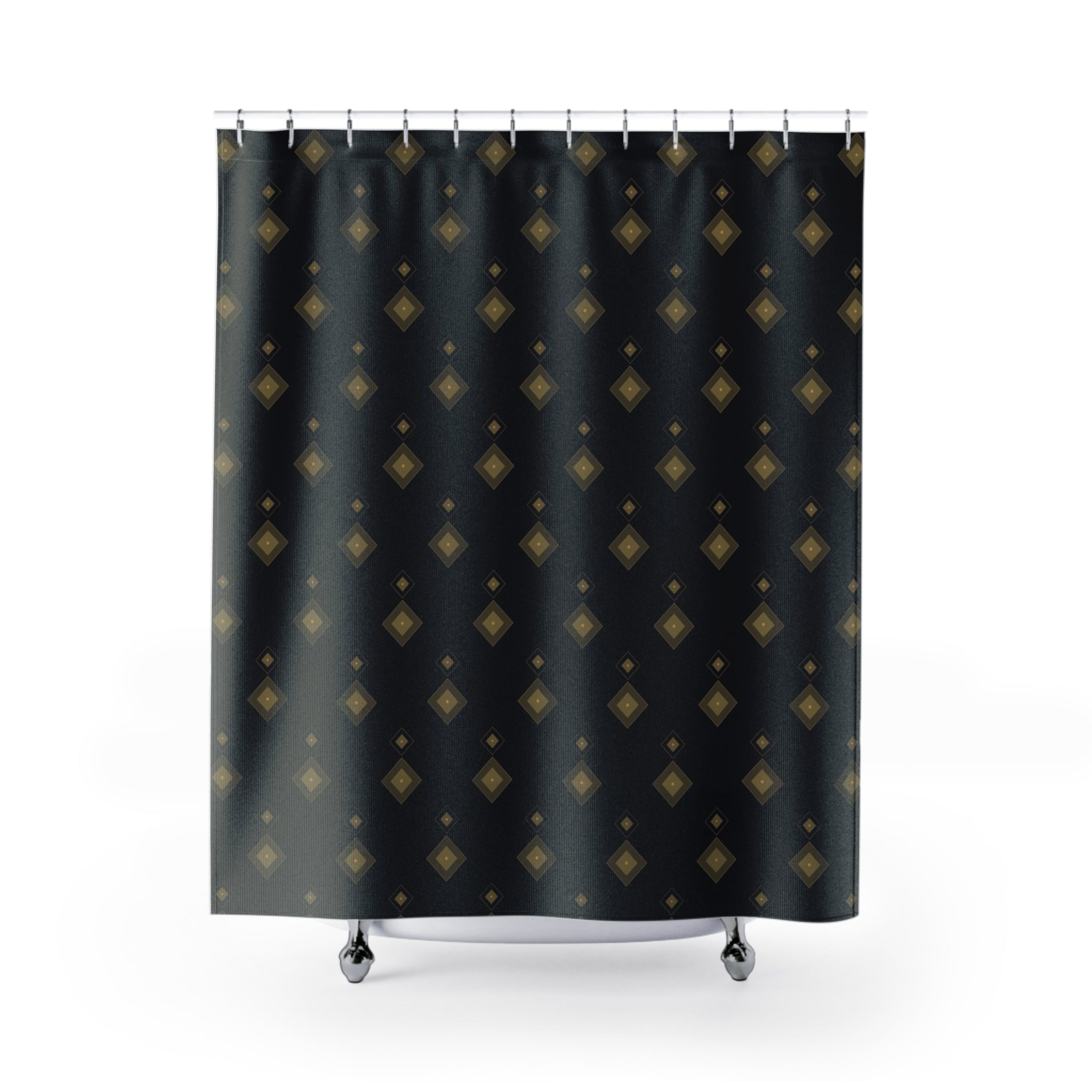 Black and Gold Art Deco Diamond Shower Curtain