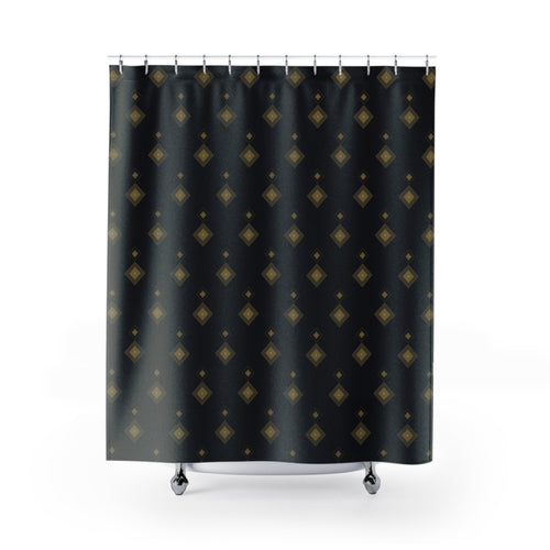 Black and Gold Art Deco Diamond Shower Curtain