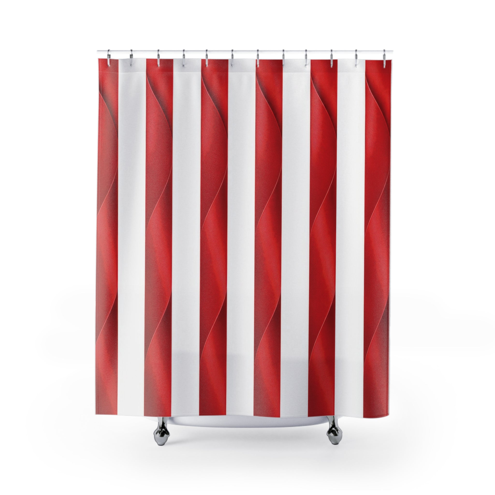 Red and White Striped Shower Curtain: Ribbon Stripe