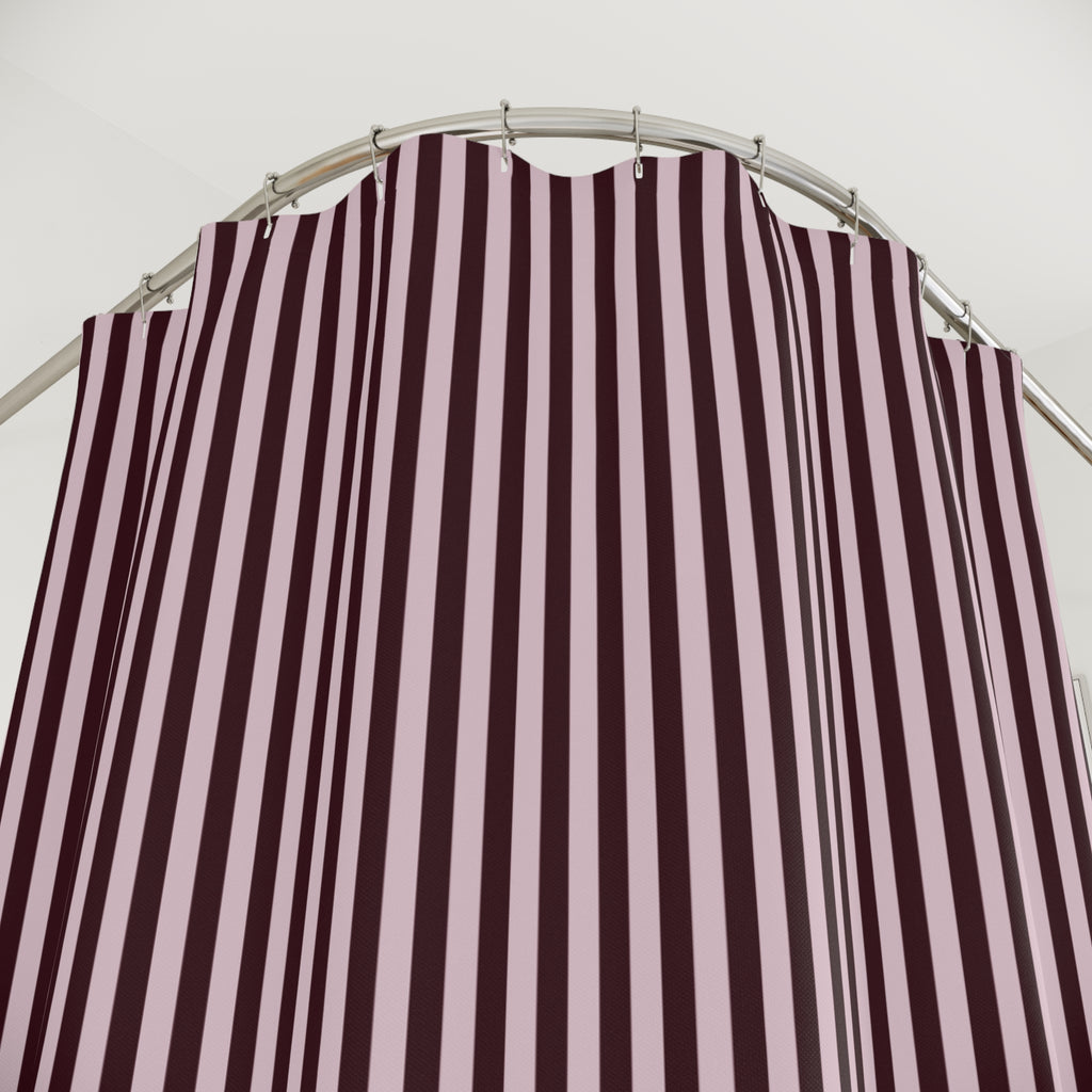 Burgundy Striped Shower Curtain — Blush and Wine