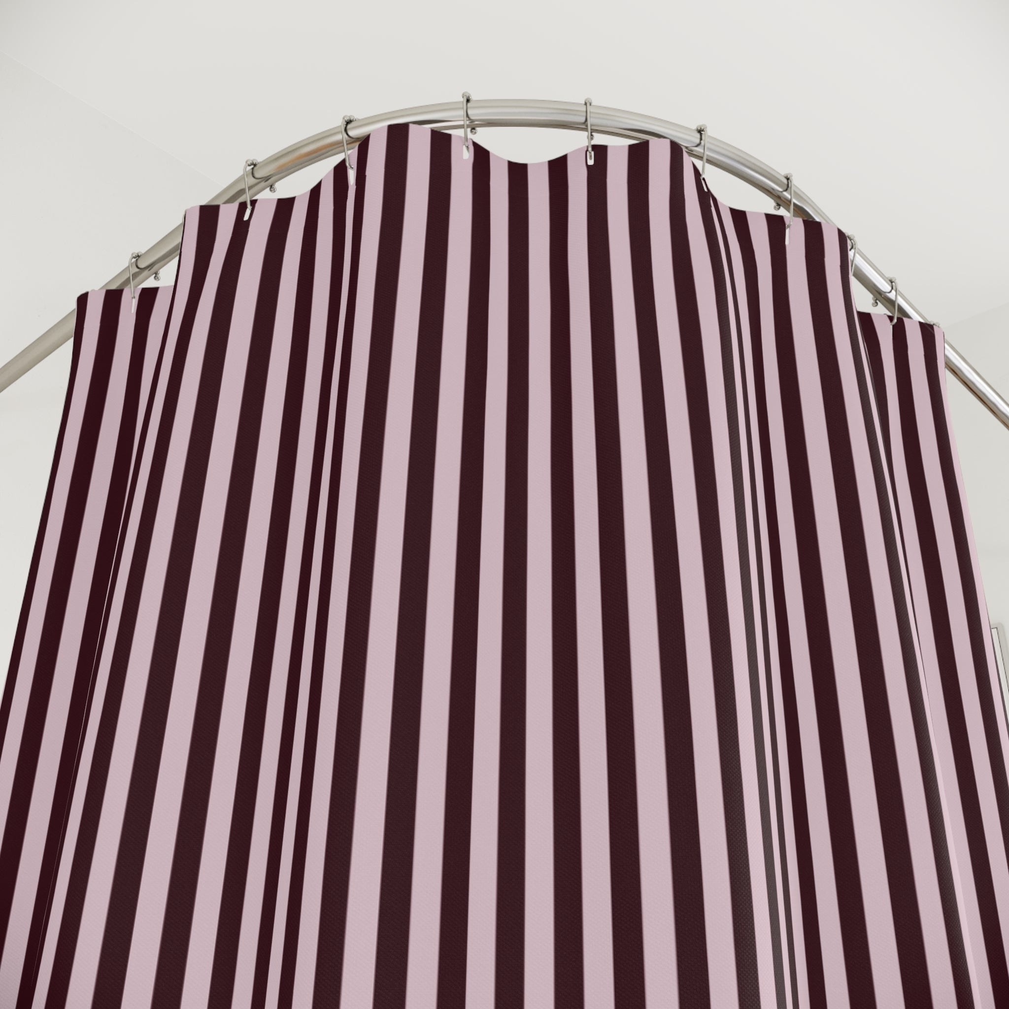 Burgundy Striped Shower Curtain — Blush and Wine