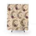 Cream Crescent Wreath Boho Floral Shower Curtain