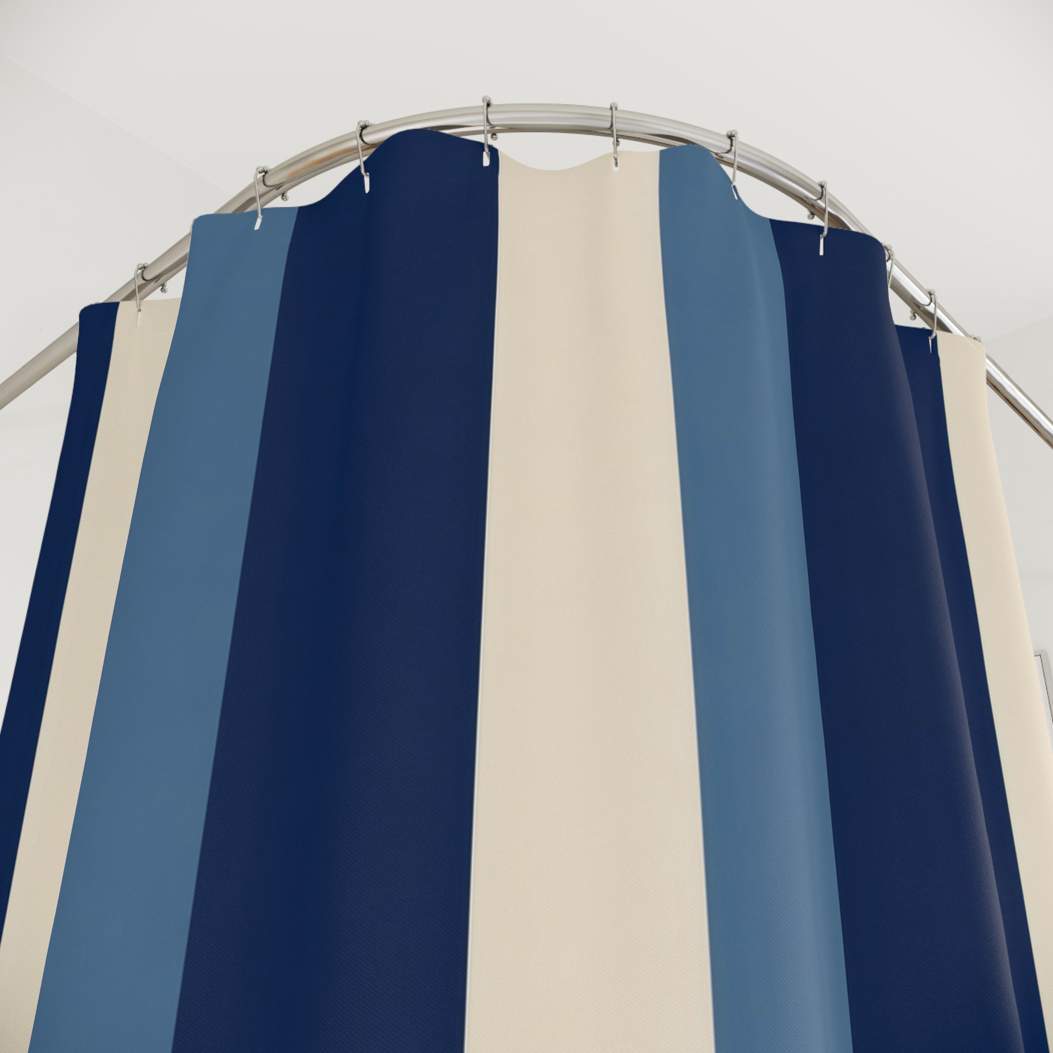 Navy Denim Blue Color Block Shower Curtain