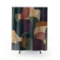 Deep Green Navy Rounded Block Shower Curtain