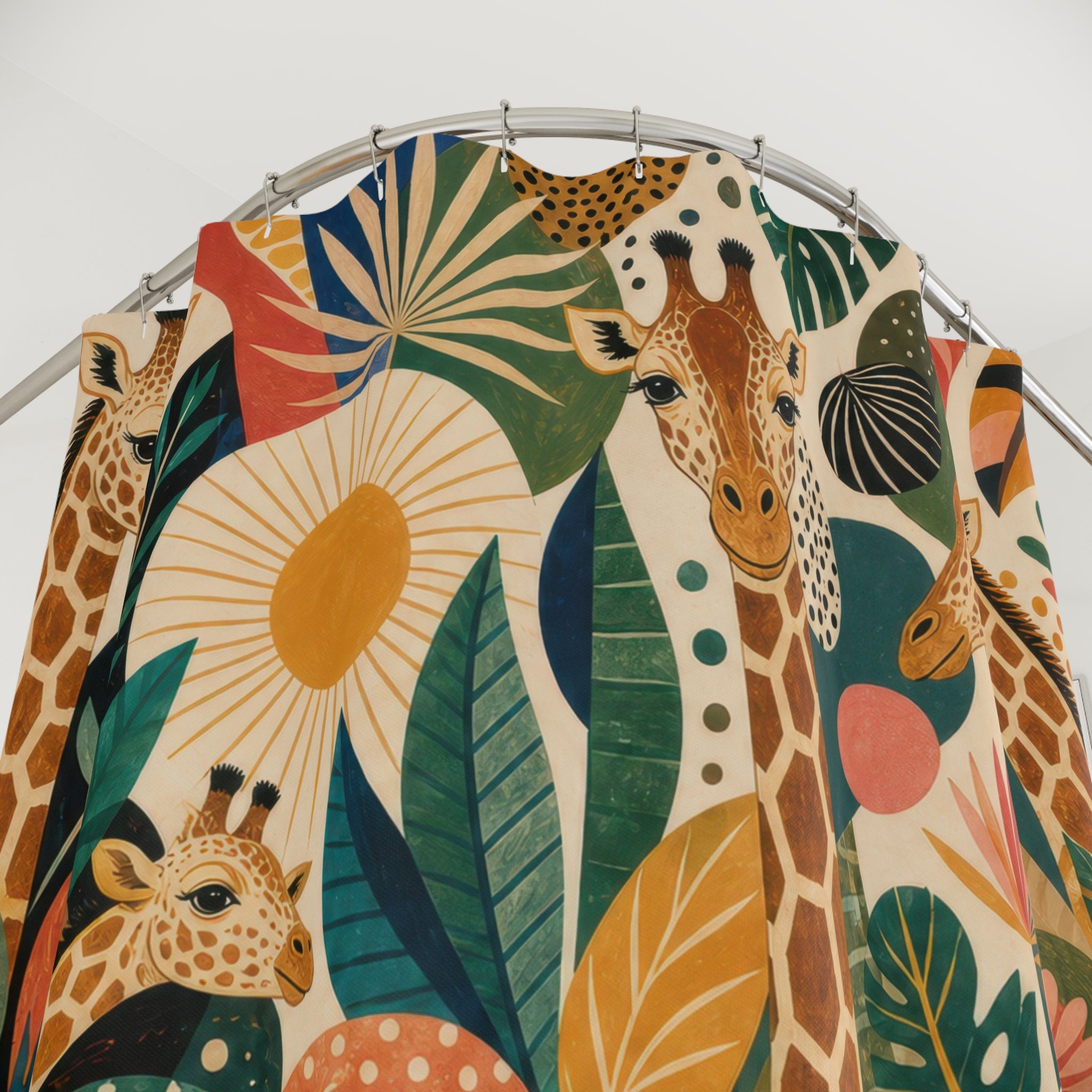 Maximalist Tropical Jungle Animal Shower Curtain