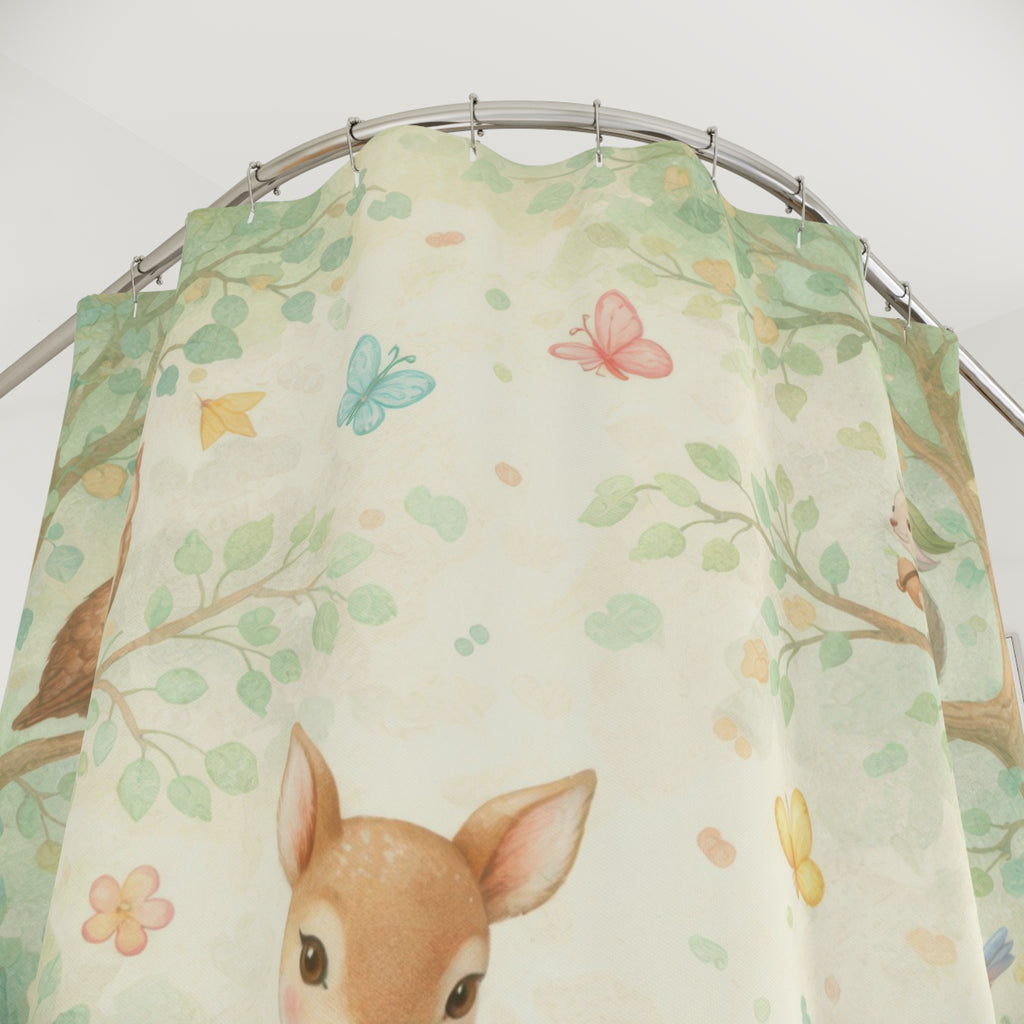 Woodland Animals Shower Curtain – Pastel Storybook