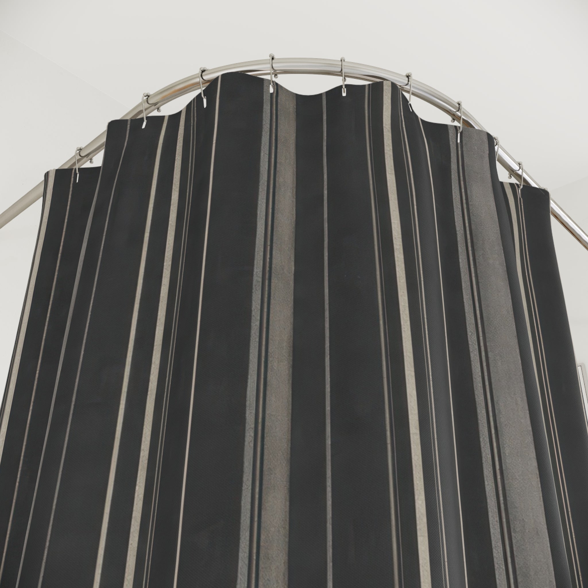 Dark Charcoal Pinstripe Shower Curtain, Charcoal Black Classic Bathroom Decor, Modern Stripe Bath Curtain, Guest Bath Decor, Home Decor