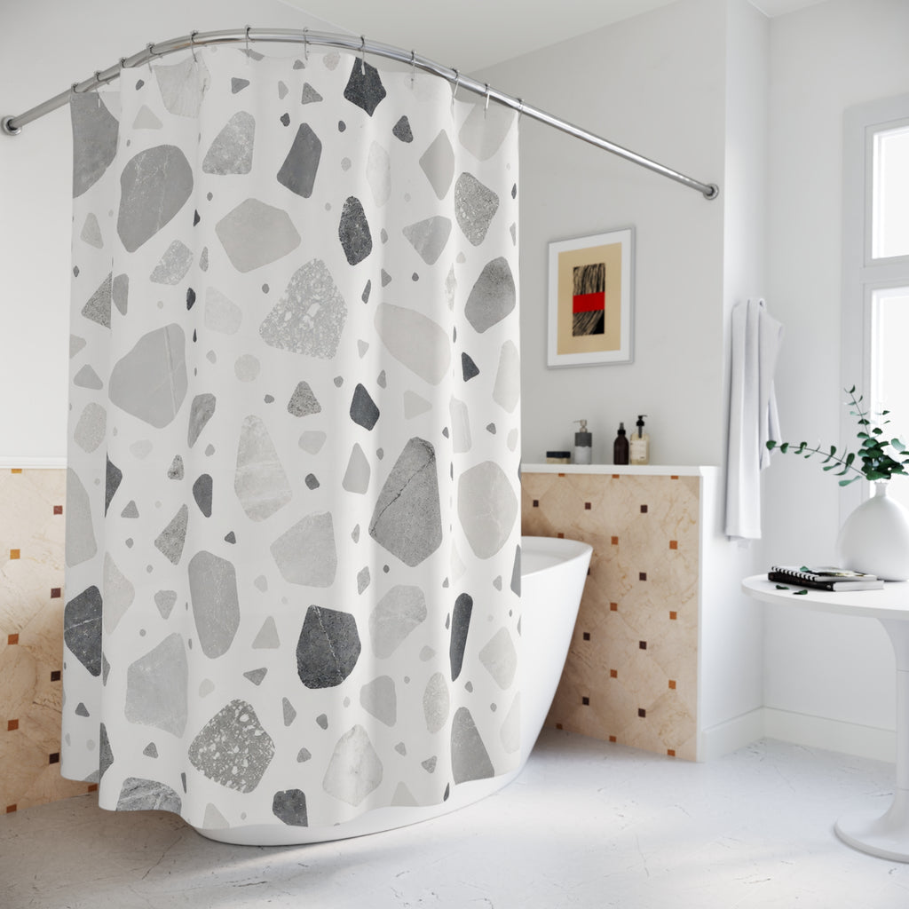 Grey Terrazzo Shower Curtain