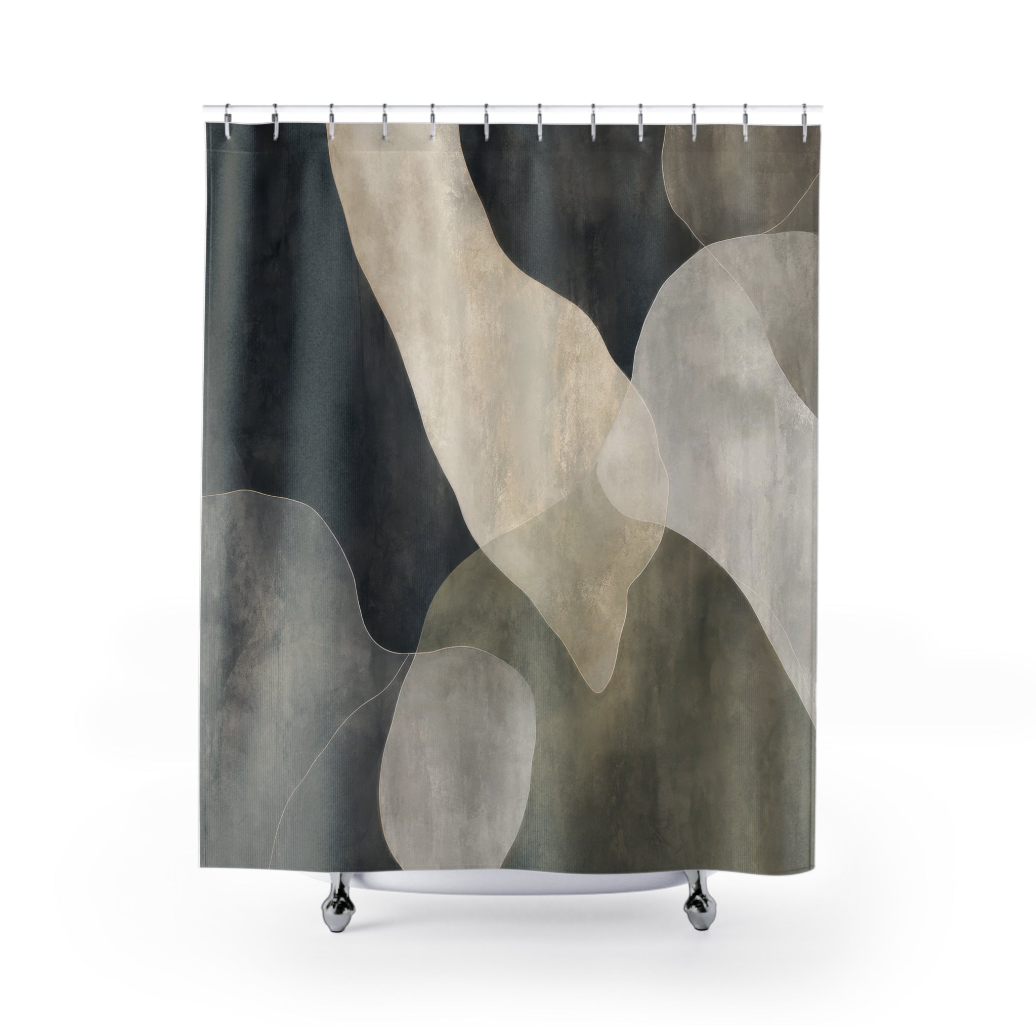 Black and Green Shower Curtain