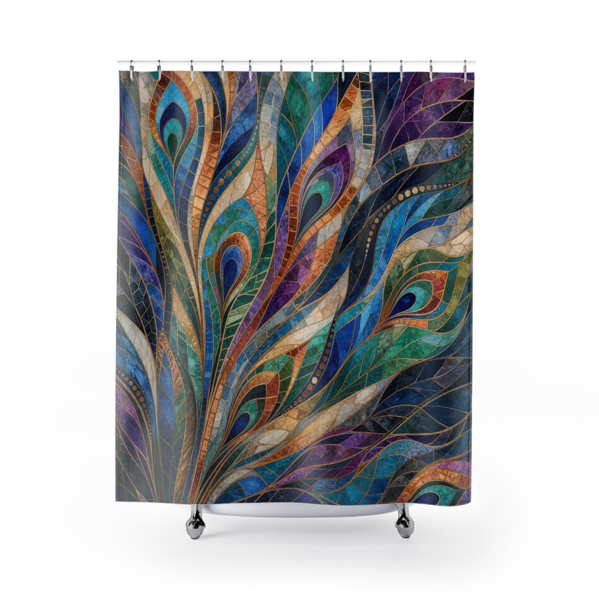 Prismatic Plume Mosaic Shower Curtain