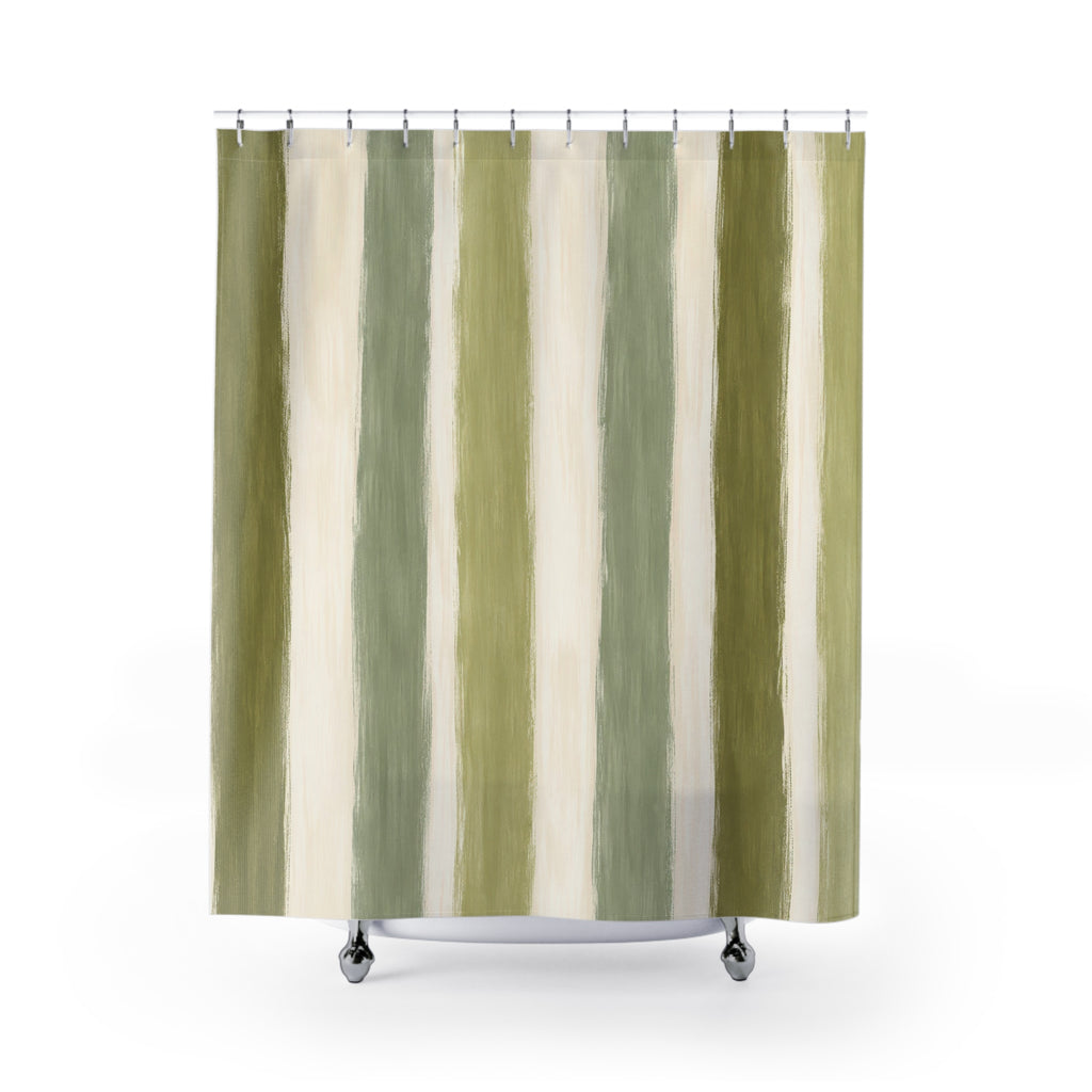 Olive Cabana Stripe Shower Curtain