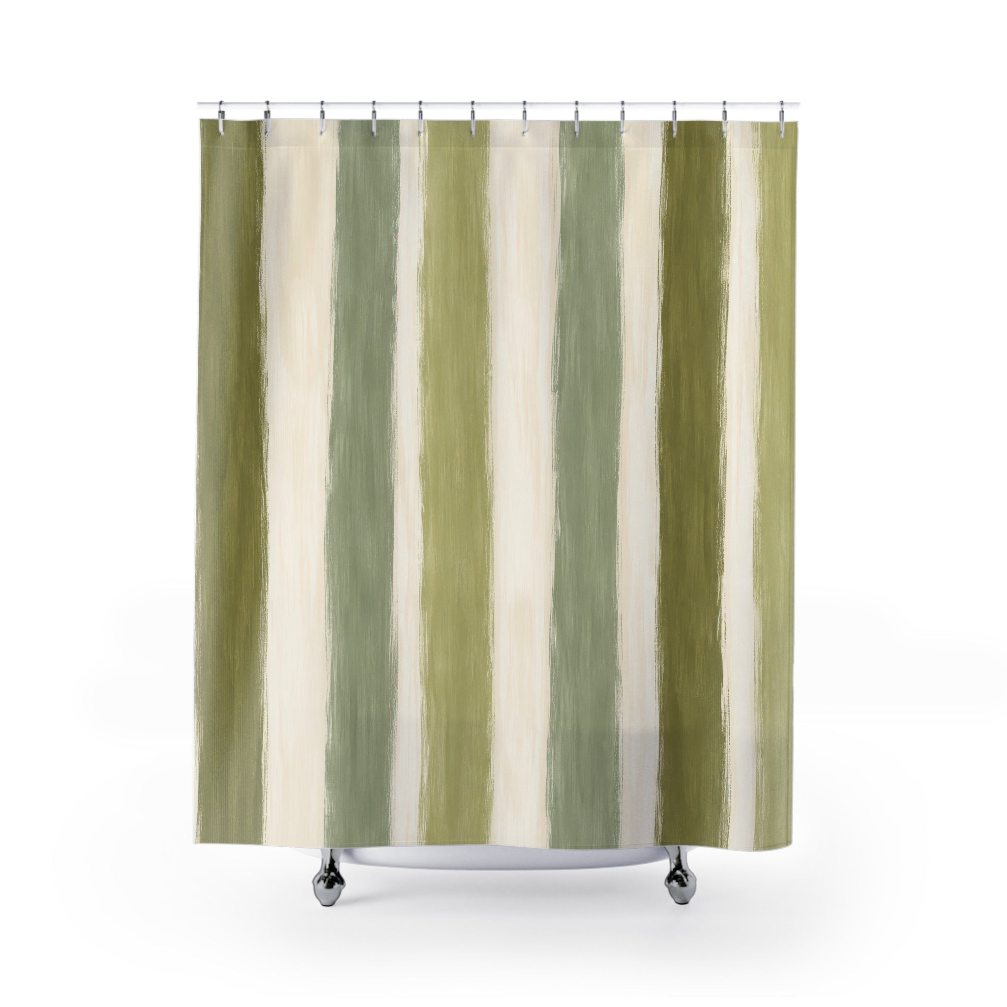 Olive Cabana Stripe Shower Curtain