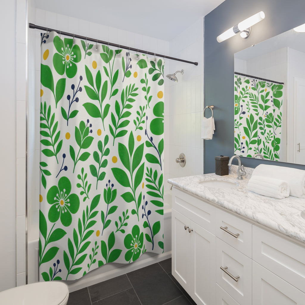 Bright Botanical Kelly Green Shower Curtain