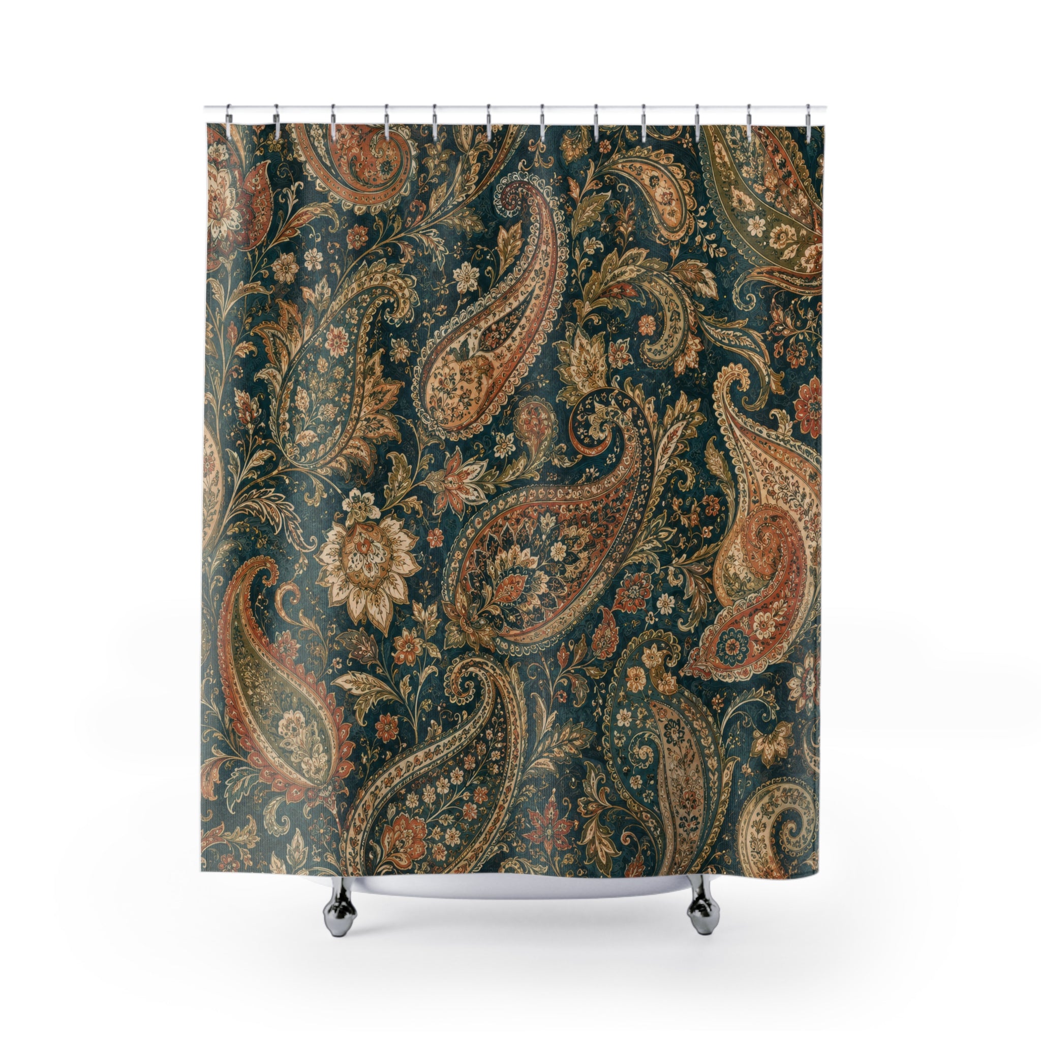 Paisley Shower Curtain: Teal Boho Textile