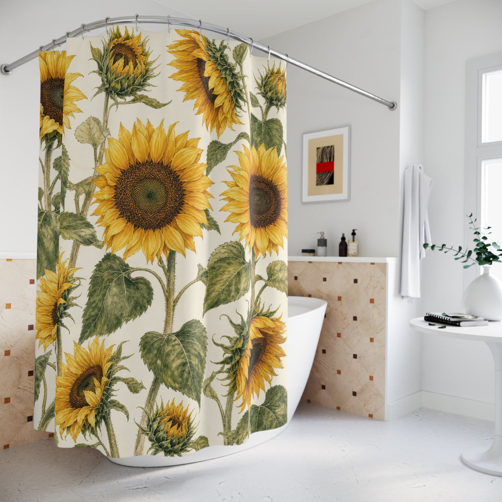 Yellow Flower Botanical Shower Curtain
