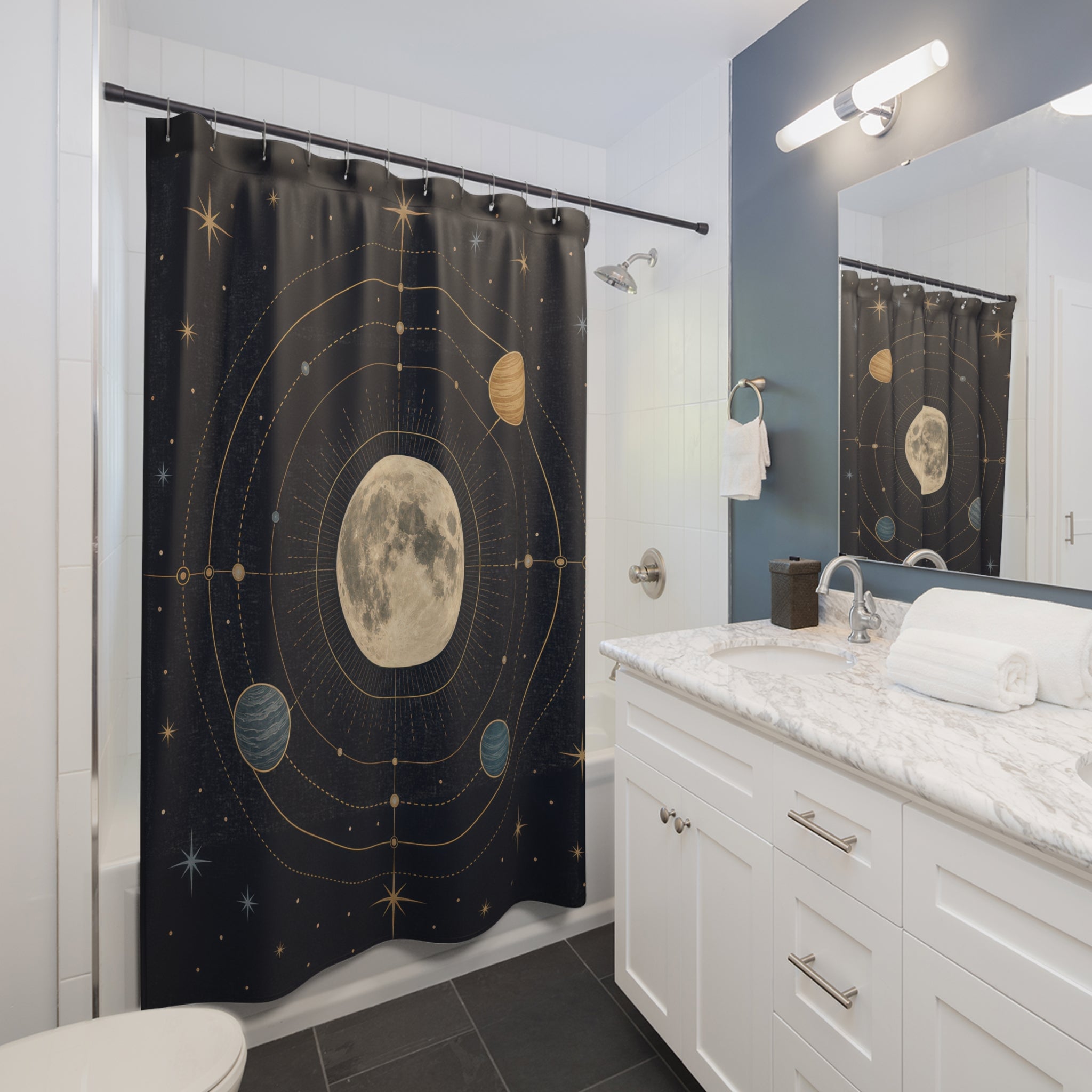 Moon Astronomy Celestial Shower Curtain
