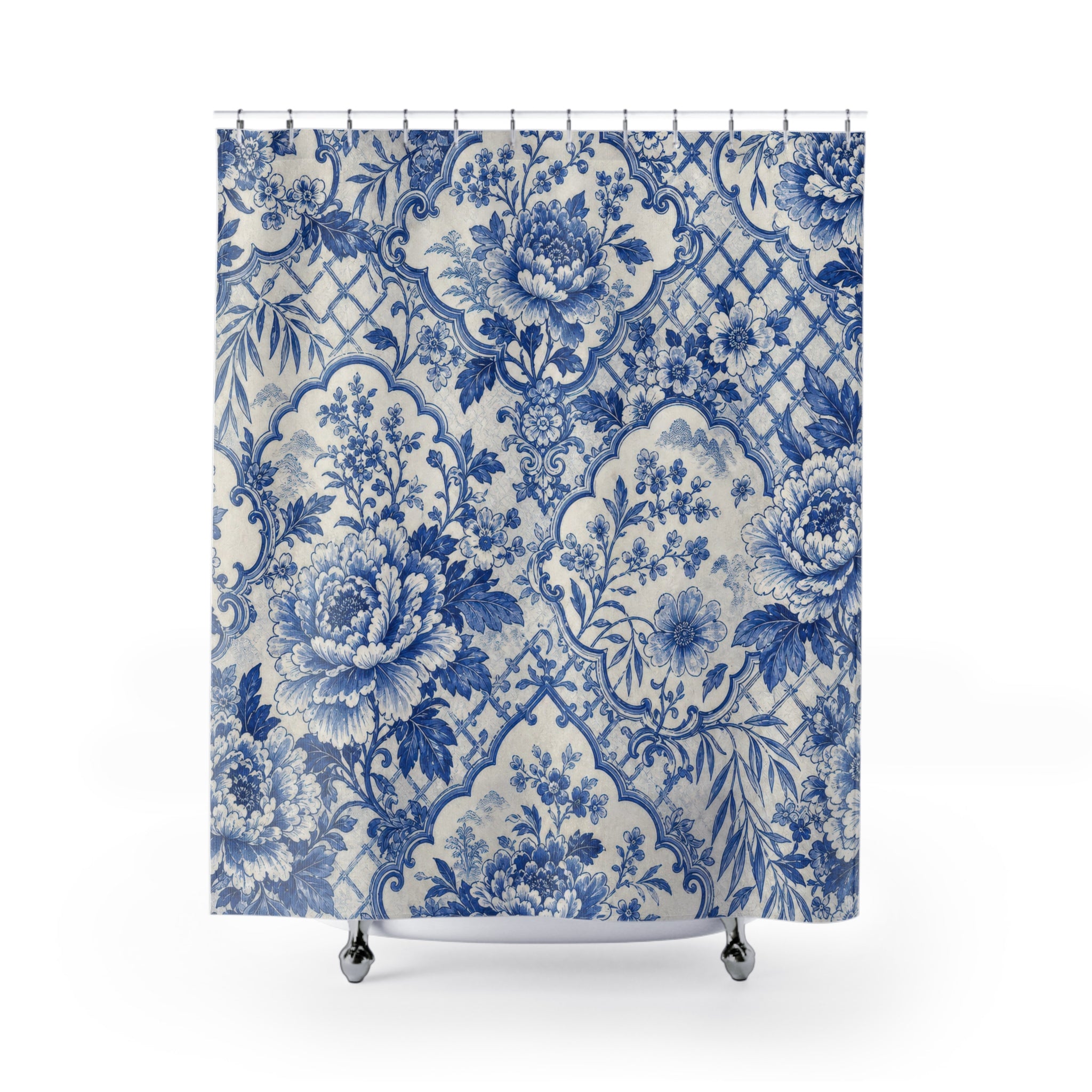 Blue Porcelain Floral Shower Curtain