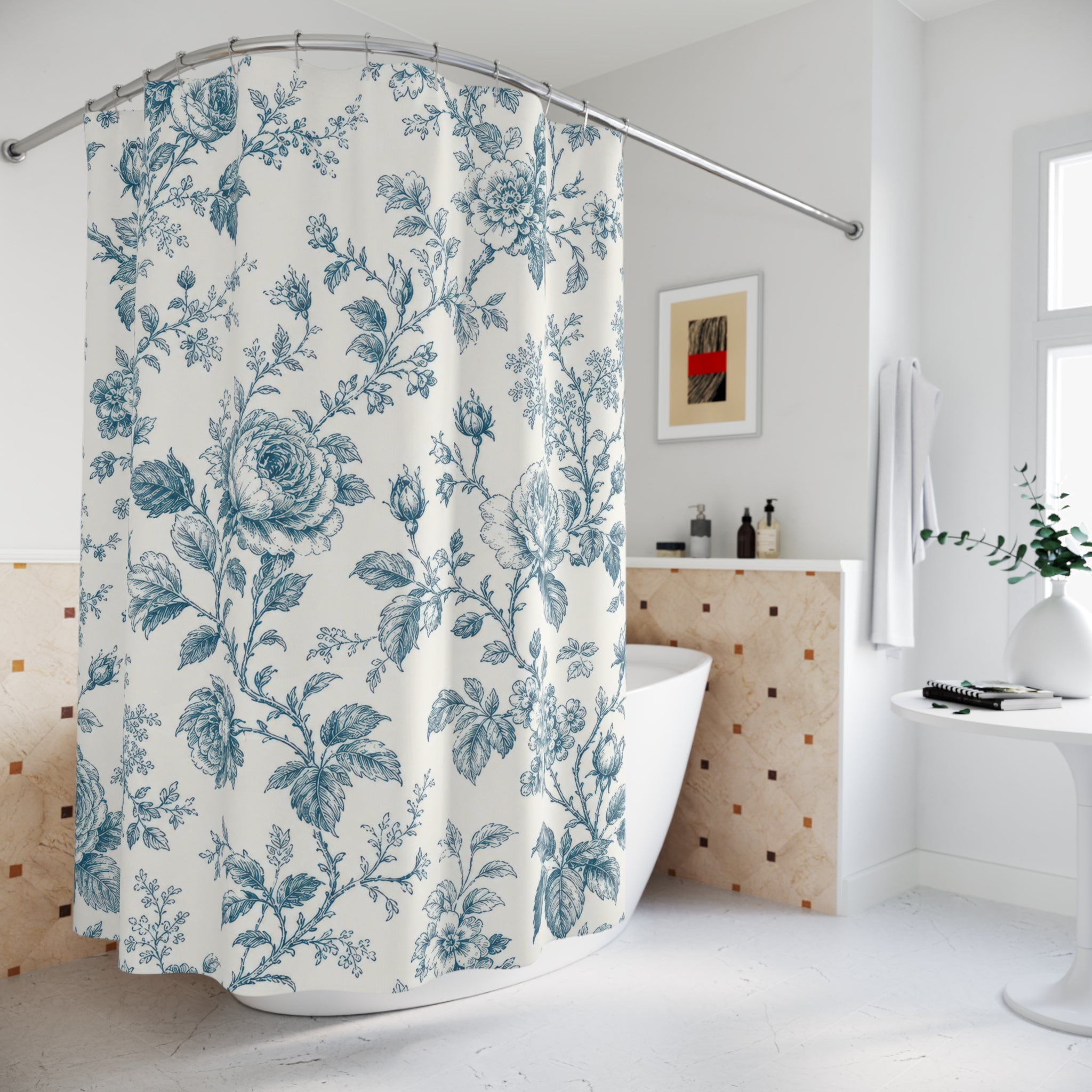 Toile Rose Branch Shower Curtain