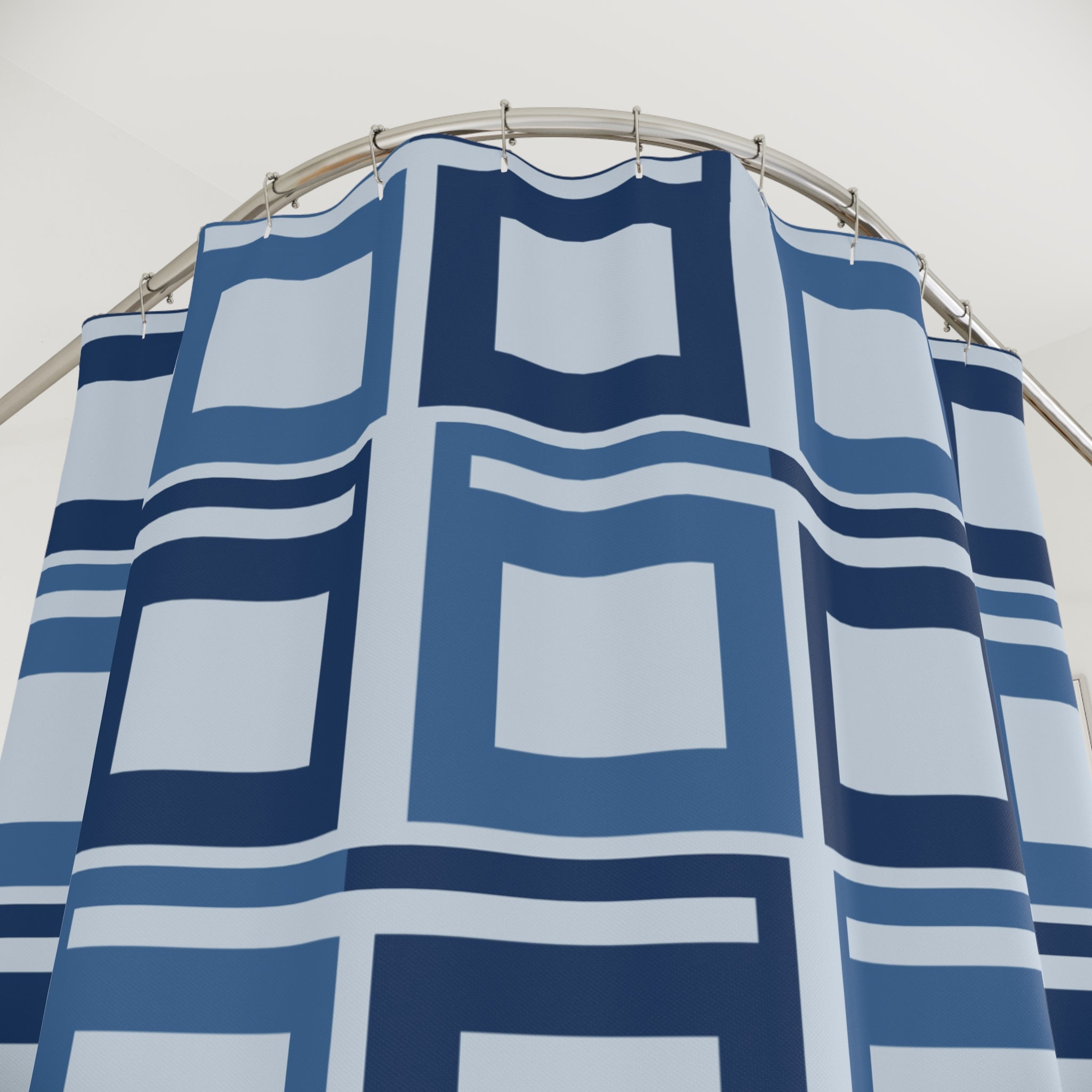 Navy Blue Greek Key Shower Curtain