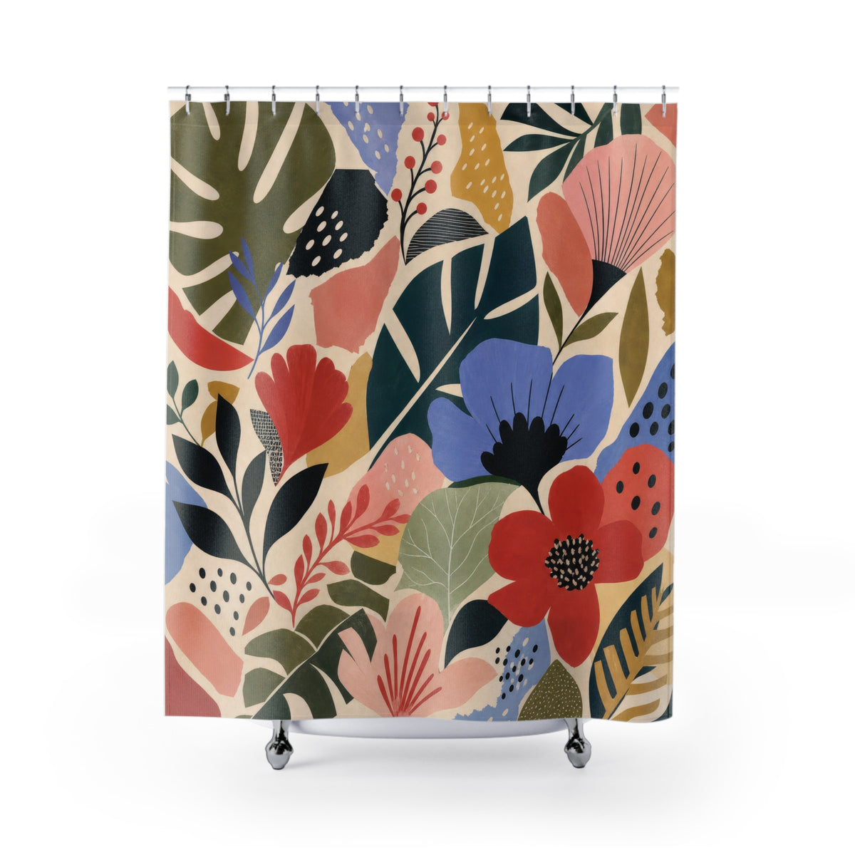 Modern Tropical Floral Shower Curtain
