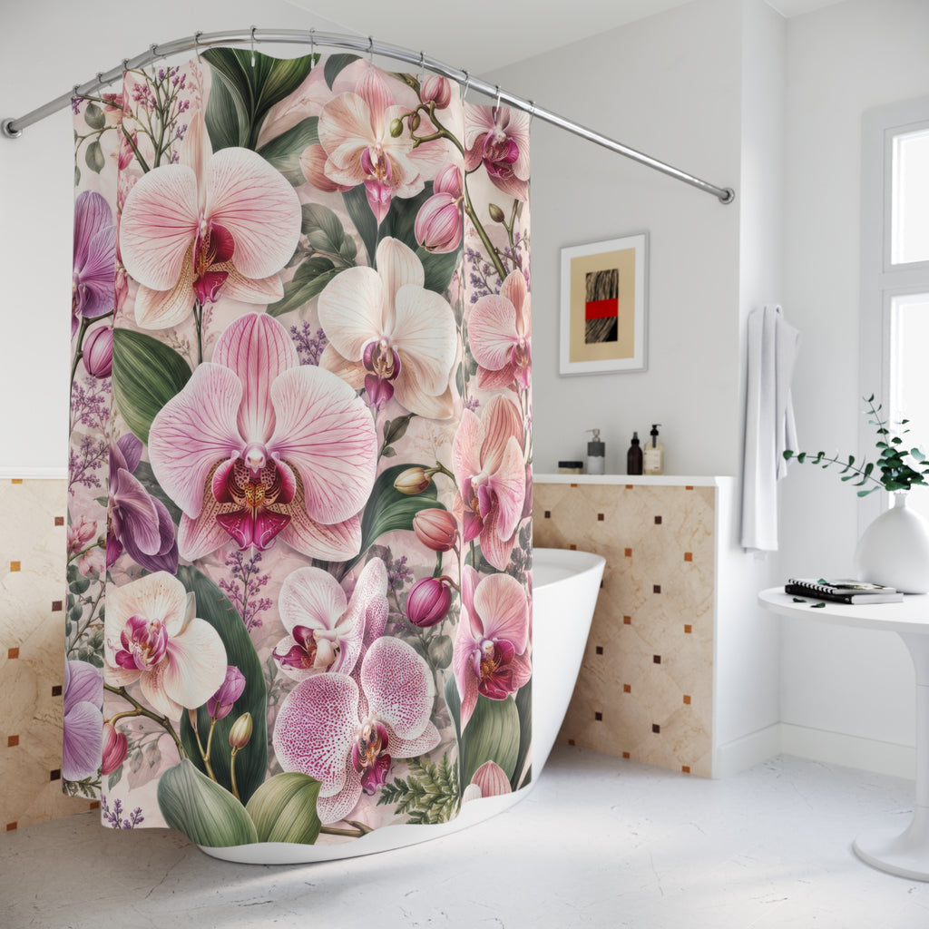 Orchid Shower Curtain: Pink Floral Botanical