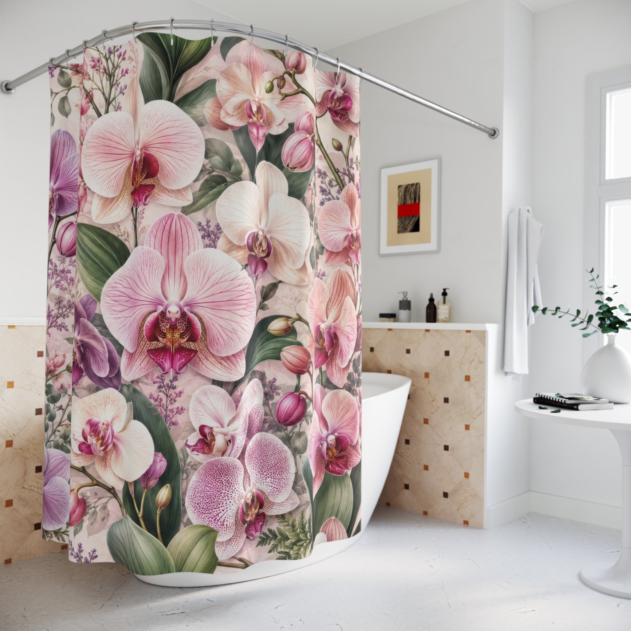 Orchid Shower Curtain: Pink Floral Botanical