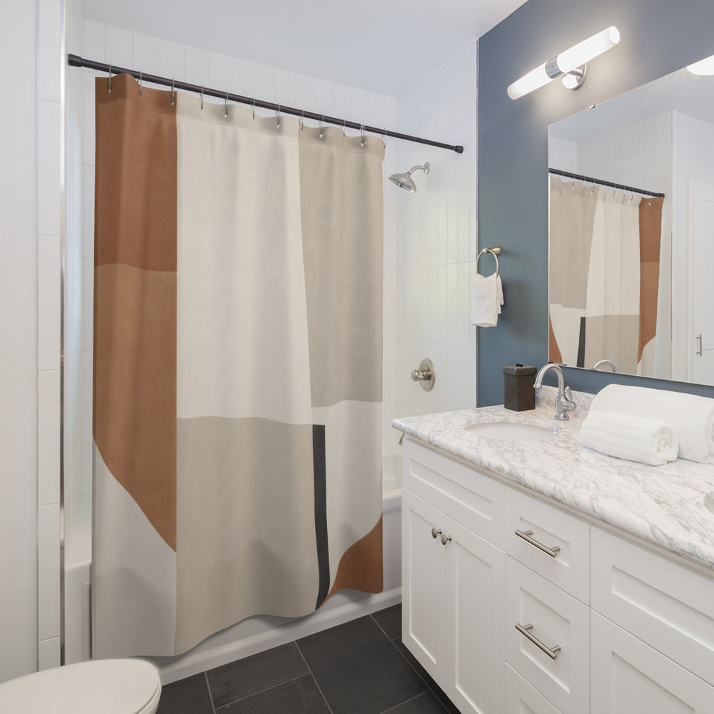 Rust Taupe Geometric Beige Shower Curtain