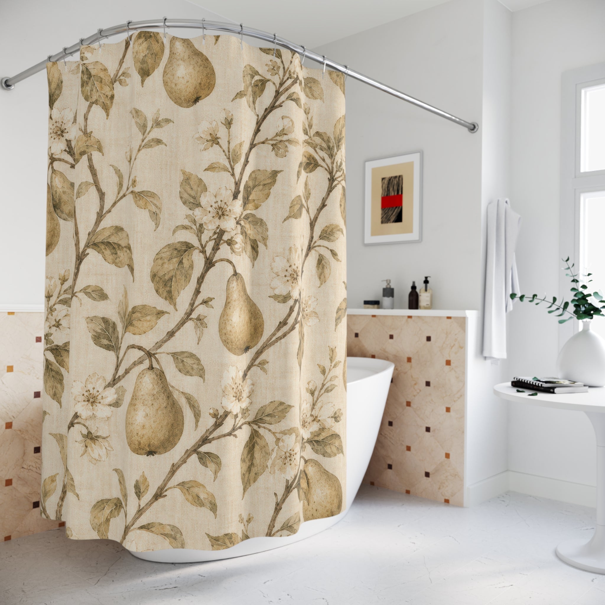 Sepia Orchard Botanical Shower Curtain