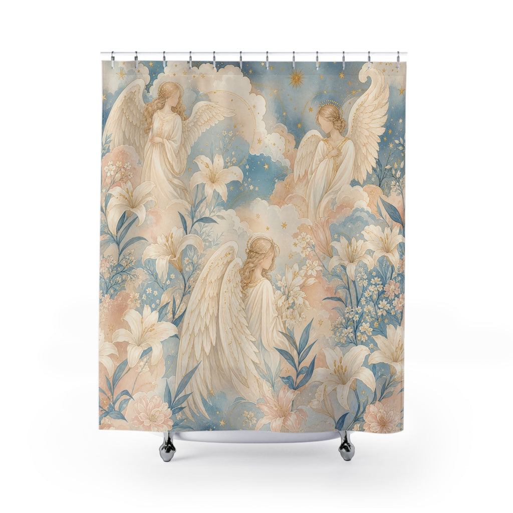 Guardian Angel Floral Botanical Cottage Cottagecore Shower Curtain