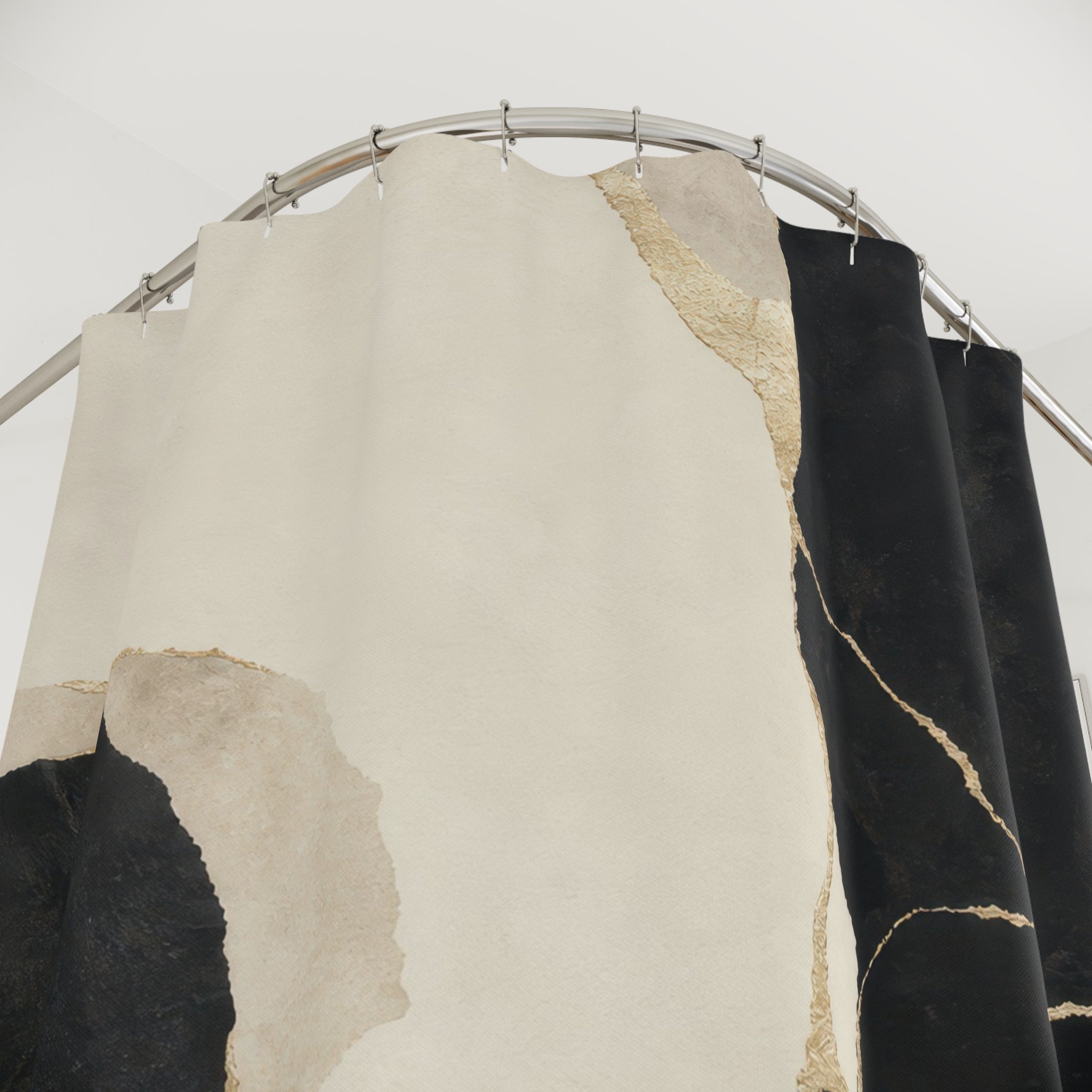 Abstract Stone Black Gold Shower Curtain