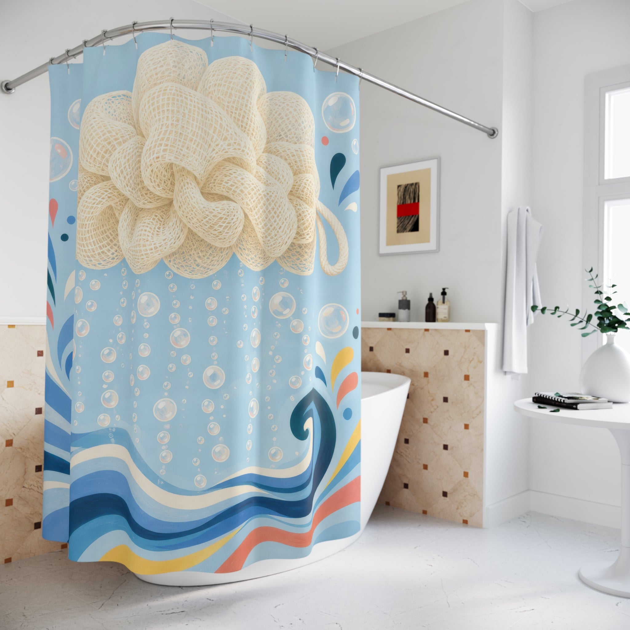 Giant Loofah Wave Shower Curtain